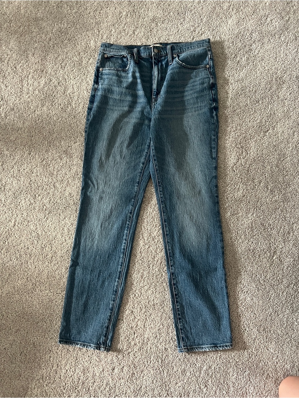 Classic Straight-Leg Blue Denim Jeans Madewell high rise slim boyfriend 30T tall